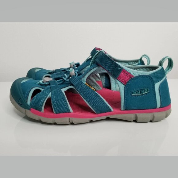 KEEN Hiking Trail Seacamp CNX Sandals Shoes Youth Girl 5 Washable Blue Teal - Picture 5 of 10